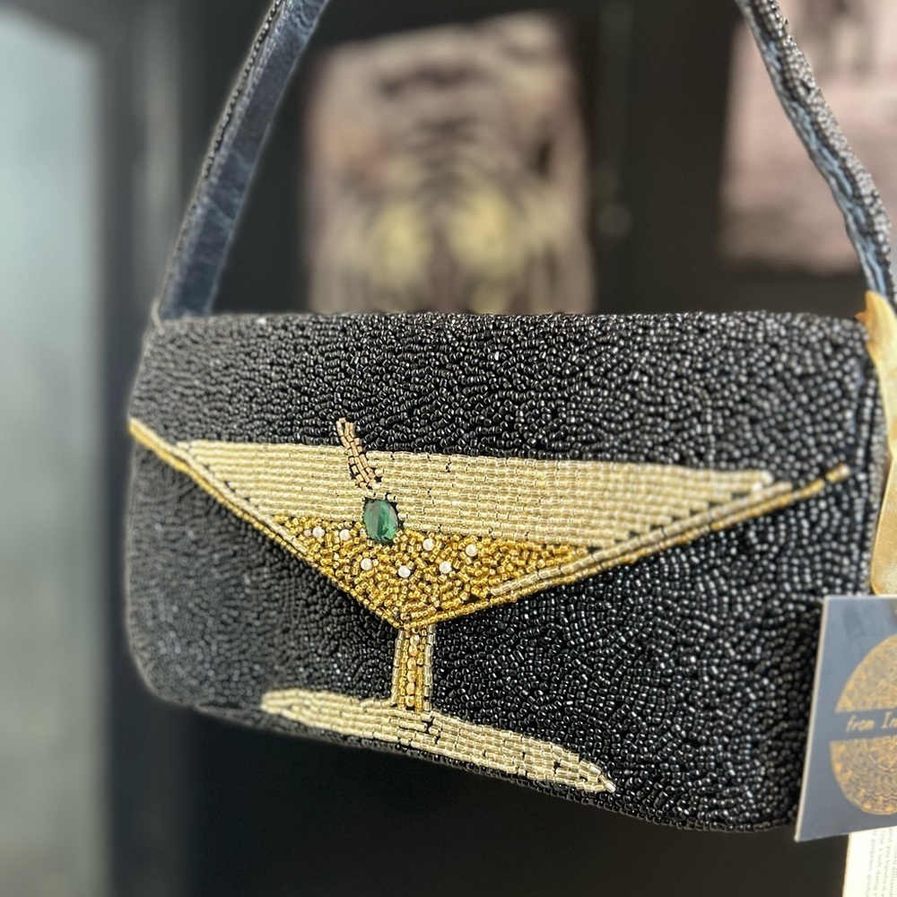 🍸🍸MADE IN INDIA STUNNING VIRAL HANDCRAFTED BEADED MARTINI BAG🍸🍸NWT - Picture 8 of 14